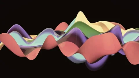 Abstract colorful liquid waves ripple across black backdrop. Video stock 342419489