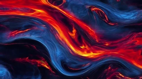Abstract colorful marble liquid flow has beautiful red line fire smoke.4K Stock Footage 295711462