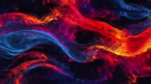 Abstract colorful marble liquid flow has beautiful red line fire smoke.4K Stock-Footage 295746551