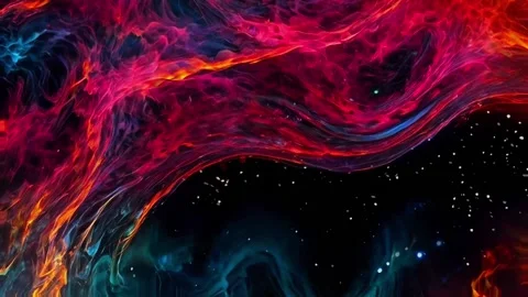 Abstract colorful marble liquid flow has beautiful red line fire smoke.4K Stock-Footage 295746664