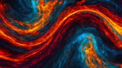 Abstract colorful marble liquid flow has beautiful red line fire smoke.4K 스톡 동영상 295761438