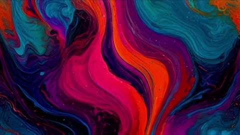 Abstract colorful marble liquid flow has beautiful red line fire smoke. 4K Stock Footage 295764034
