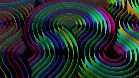 Abstract colorful maze made of repeating glossy ribbon shapes Stock Footage 333126225