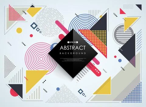 Abstract colorful Memphis geometric pattern background. Stock Illustration