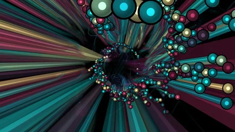 Abstract Colorful Molecule Spherical Particles and Energy Lines Stock Footage 297479265