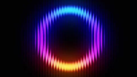 Abstract colorful neon gradient background, vibrant circle with ribbed glass Stock Footage 343424102