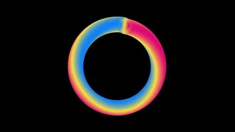 Abstract colorful neon gradient torus ring element on black background Stock Footage 339757957