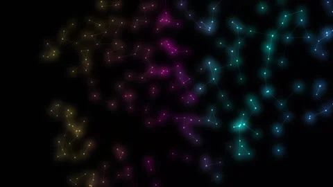 Abstract Colorful Neon Plexus Network Loop Animation Stock Footage 346206857