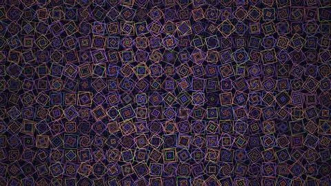 Abstract colorful nested squares pattern on dark background Stock Illustration