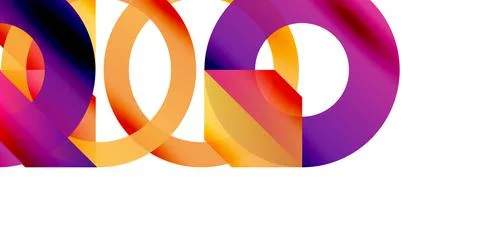 Abstract colorful overlapping circles create dynamic visual pattern. Bright hues Stockillustratie