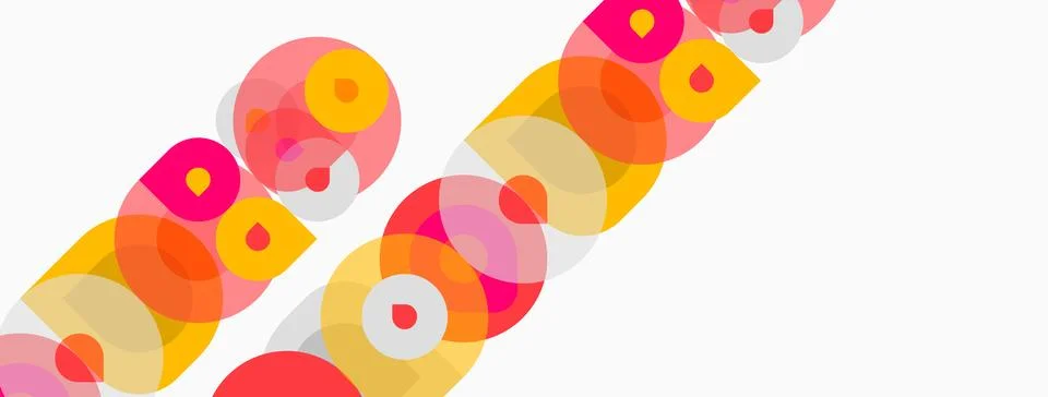 Abstract colorful overlapping circles create dynamic pattern. Bright hues Stock Illustration