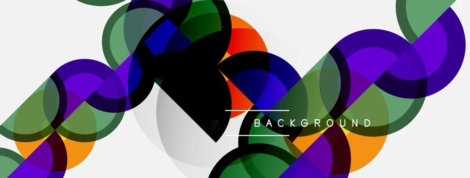 Abstract colorful overlapping circles create dynamic wave pattern. Modern d.. Illustrazione stock