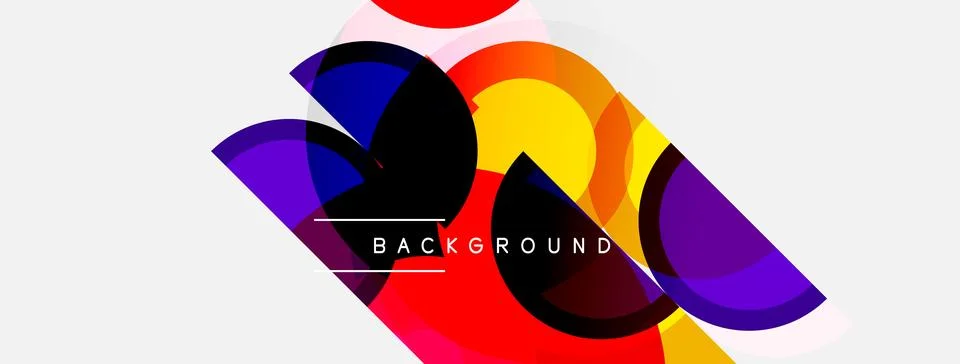 Abstract colorful overlapping circles create dynamic visual. White background Stock Illustration