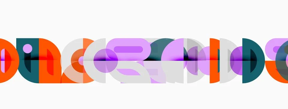 Abstract colorful overlapping circles create dynamic linear pattern. Minimali Stockillustratie