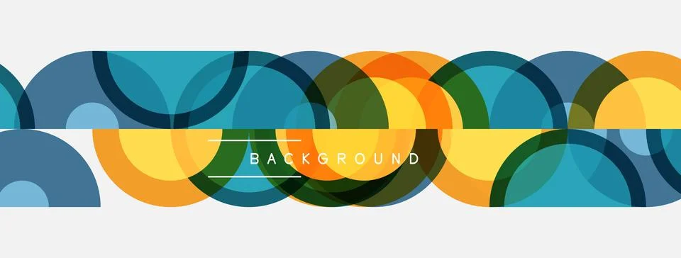 Abstract colorful overlapping circles create seamless pattern. Background Stock Illustration