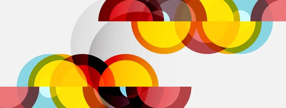 Abstract colorful overlapping circles create dynamic visual pattern. Simple 스톡 일러스트
