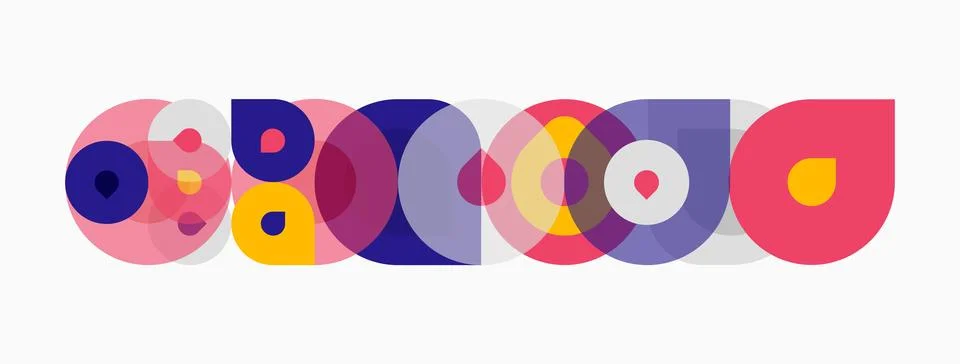 Abstract colorful overlapping circles create playful pattern. Modern design Illustrazione stock