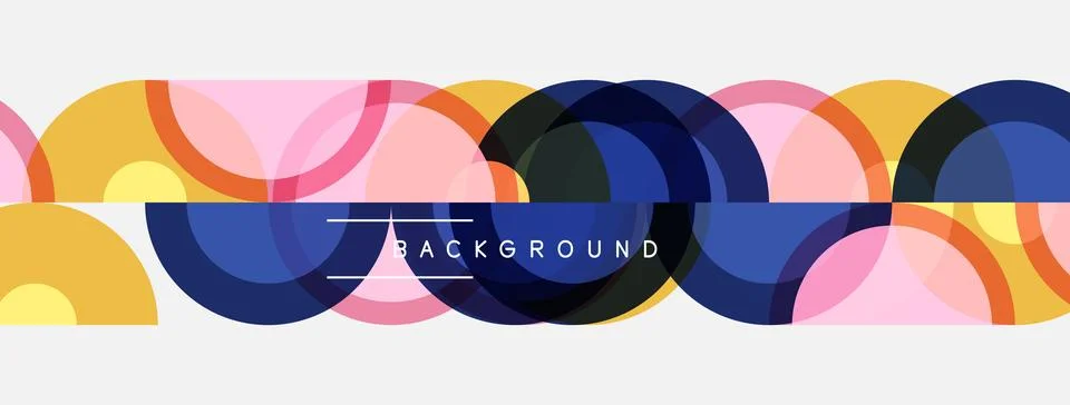 Abstract colorful overlapping circles create modern background. Simple design Stock Illustration