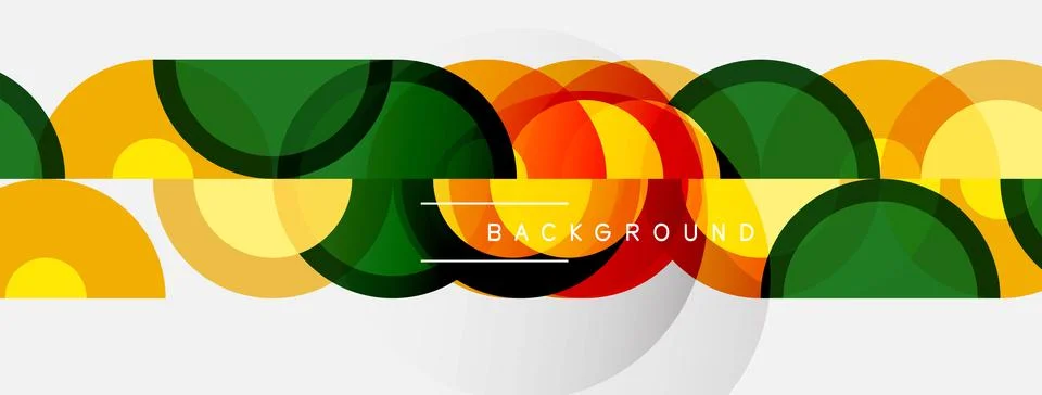 Abstract colorful overlapping circles create seamless pattern. Modern design Stock Illustration