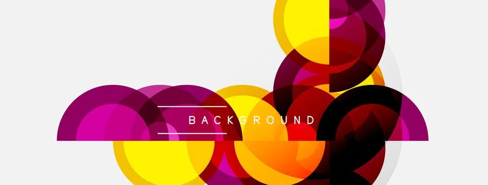 Abstract colorful overlapping circles create dynamic visual composition. Mode Illustrazione stock