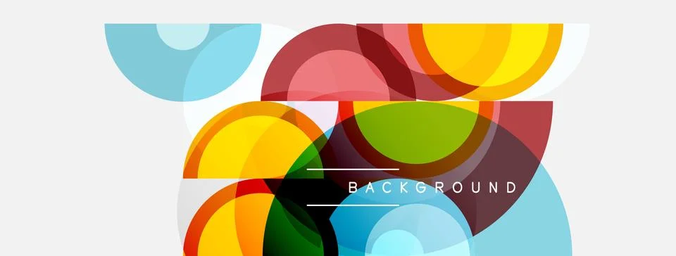 Abstract colorful overlapping circles create modern background. Simple design Stock Illustration