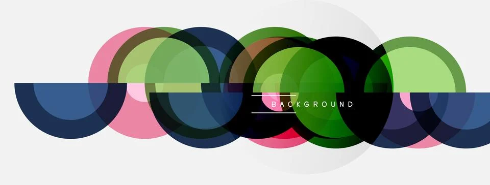 Abstract colorful overlapping circles create modern design. Simple shapes, Stock Illustration