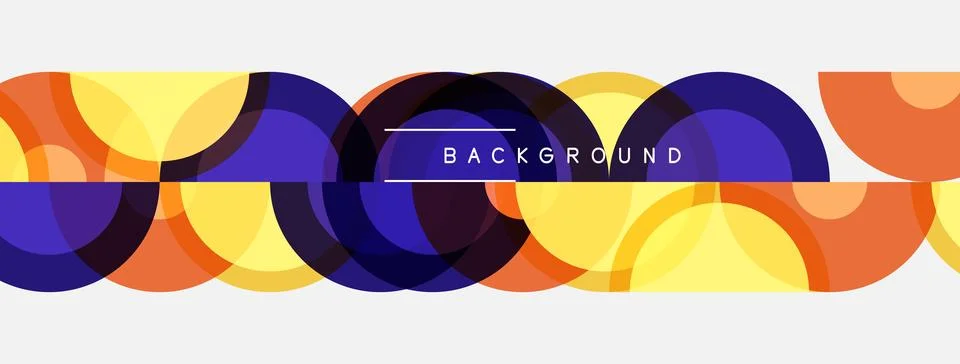 Abstract colorful overlapping circles create dynamic pattern. Background text Stockillustratie