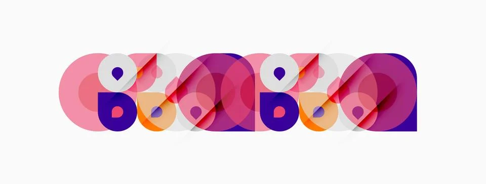 Abstract colorful overlapping circles create playful pattern. Soft pinks, Stock Illustration