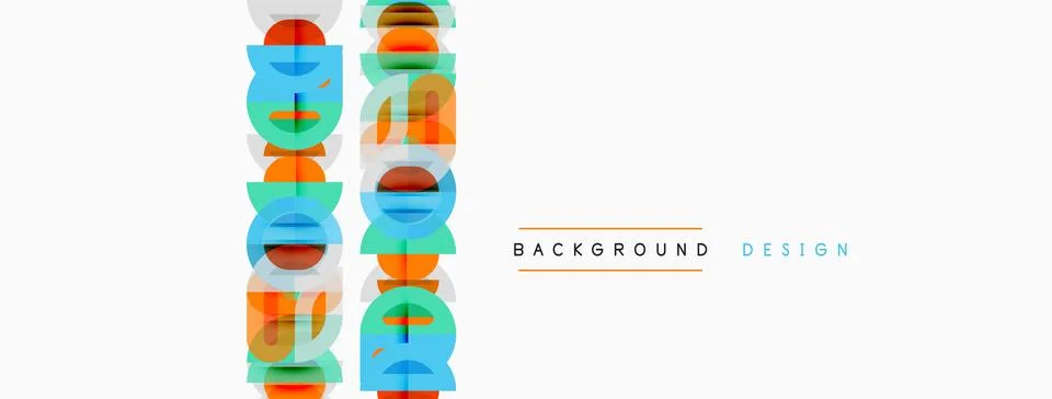 Abstract colorful overlapping circles create vertical pattern. Minimalist d.. Illustrazione stock
