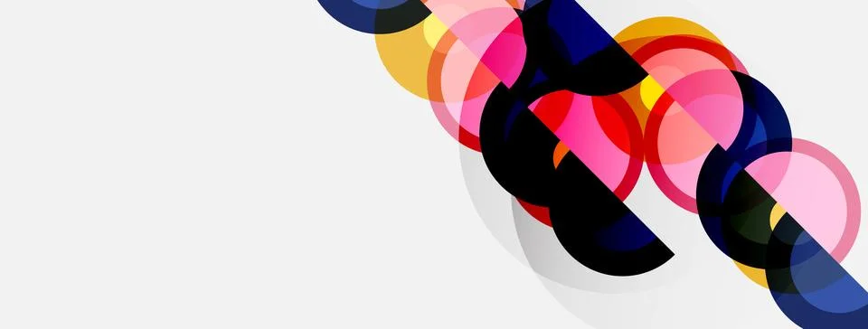 Abstract colorful overlapping circles create dynamic wave pattern. Minimalist イラスト素材