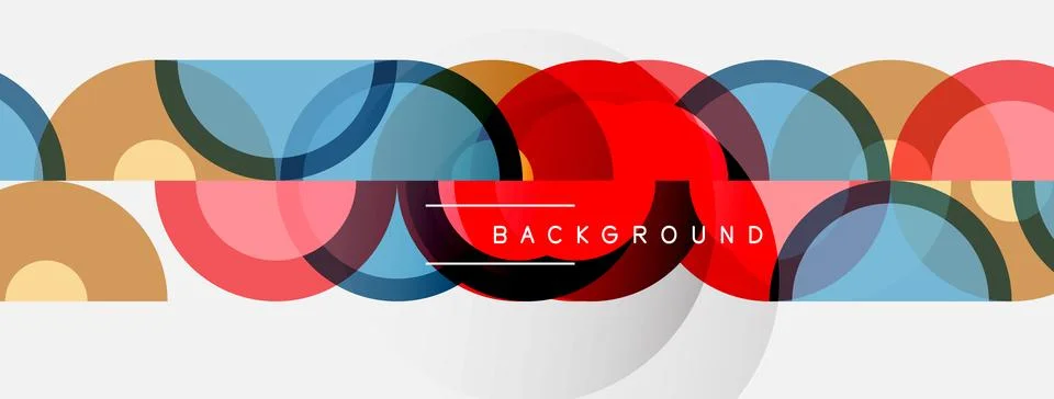Abstract colorful overlapping circles create modern background. Simple design Stock Illustration