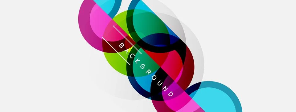 Abstract colorful overlapping circles create dynamic visual composition. Mode Stock Illustration