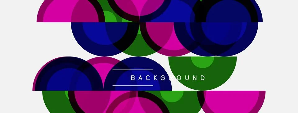 Abstract colorful overlapping circles create dynamic visual pattern. Modern Stock Illustration