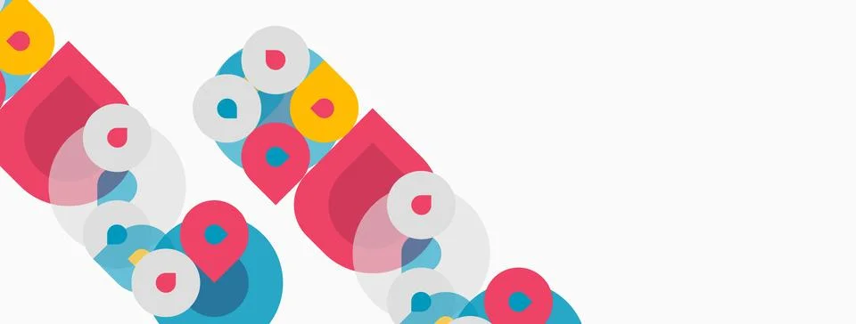 Abstract colorful overlapping circles create playful diagonal pattern. Bright 스톡 일러스트