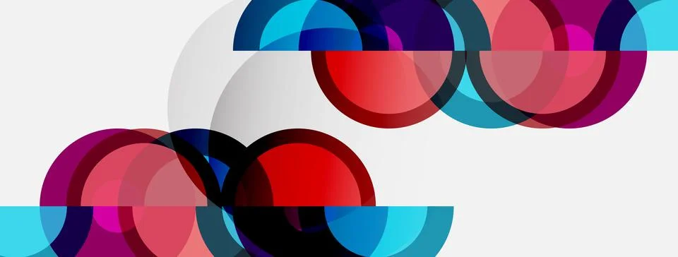 Abstract colorful overlapping circles create dynamic visual pattern. Modern Stock Illustration