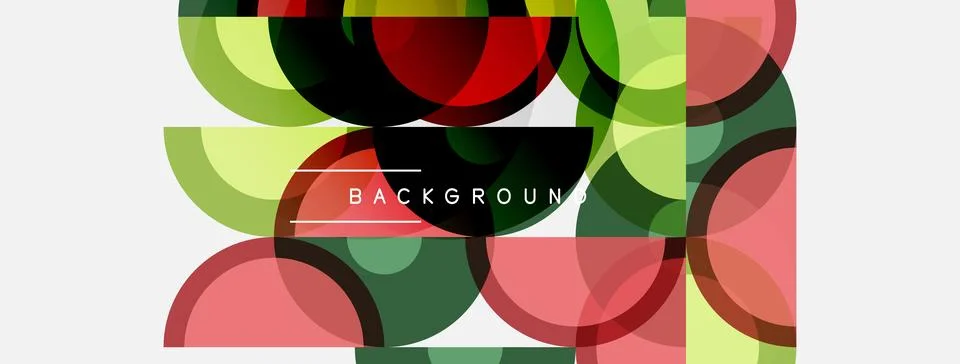 Abstract colorful overlapping circles create modern background. Simple geom.. Stock Illustration