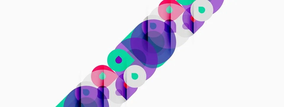 Abstract colorful overlapping circles create dynamic diagonal pattern. Bright Stock Illustration