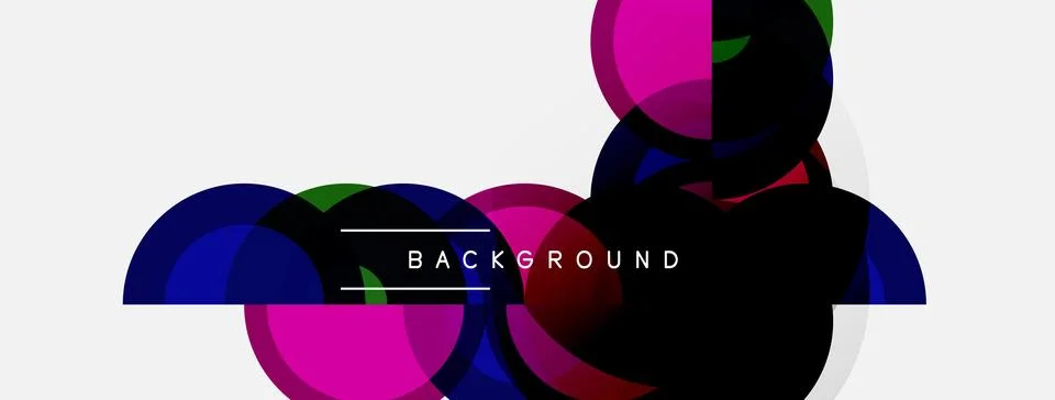 Abstract colorful overlapping circles create dynamic visual. White space Stock Illustration