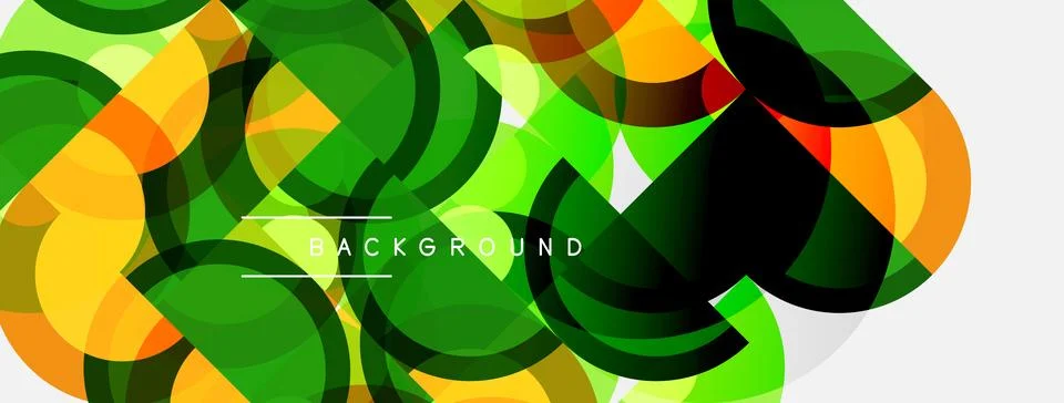 Abstract colorful overlapping circles create dynamic background. Greens, ye.. Stockillustratie
