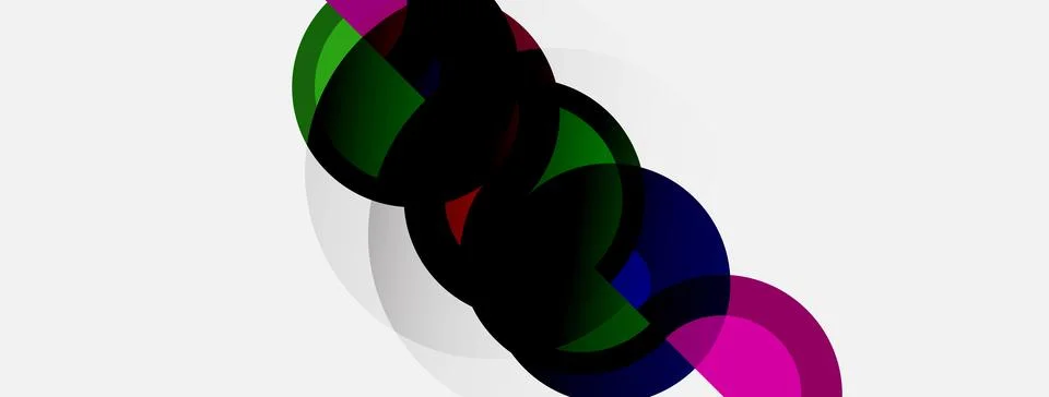 Abstract colorful overlapping circles create dynamic visual composition. Mode Illustrazione stock