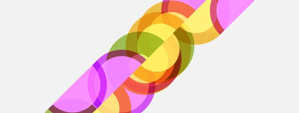 Abstract colorful overlapping circles create flowing ribbon effect. Soft past Stockillustratie