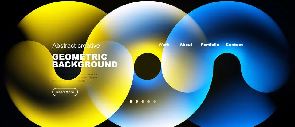 Abstract colorful overlapping circles create dynamic background. Text element Illustrazione stock