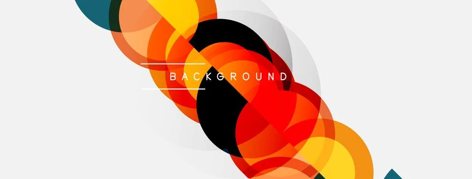 Abstract colorful overlapping circles create dynamic background. Modern desig 스톡 일러스트