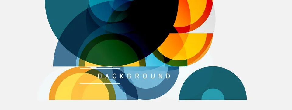 Abstract colorful overlapping circles create modern background. Geometric s.. Stock Illustration
