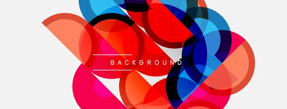 Abstract colorful overlapping circles create dynamic visual composition. Mode Illustrazione stock
