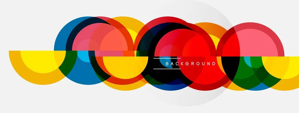 Abstract colorful overlapping circles create dynamic visual effect. Modern イラスト素材