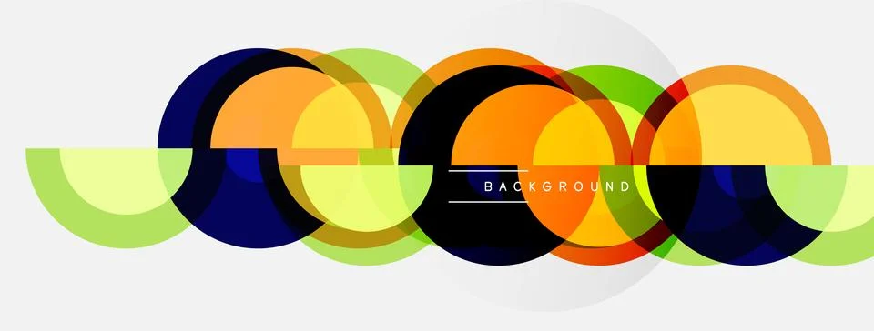 Abstract colorful overlapping circles create dynamic visual effect. Modern 스톡 일러스트