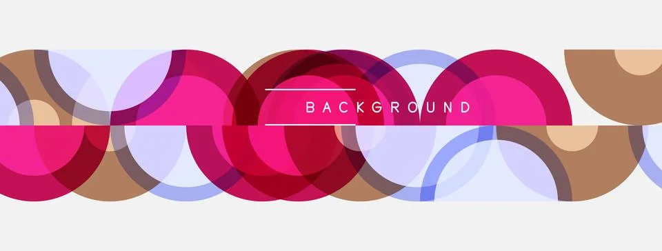 Abstract colorful overlapping circles create dynamic pattern. Minimalist desi イラスト素材