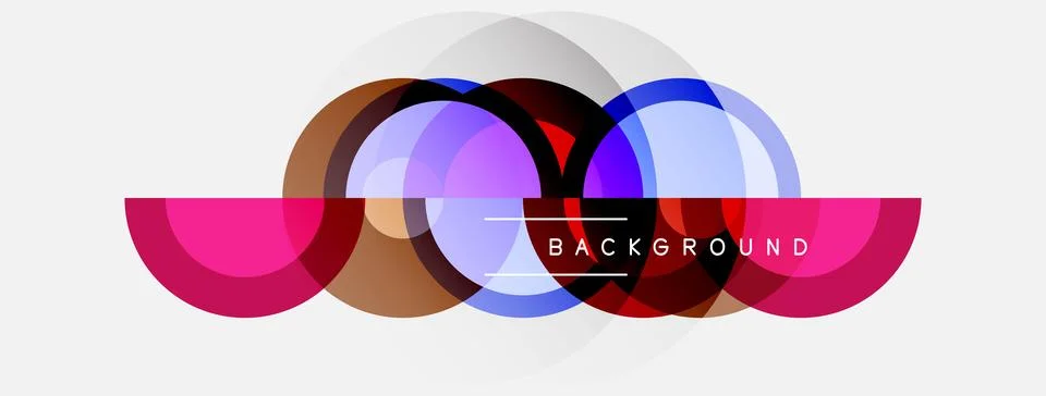 Abstract colorful overlapping circles create dynamic background. Modern desig 库存插图