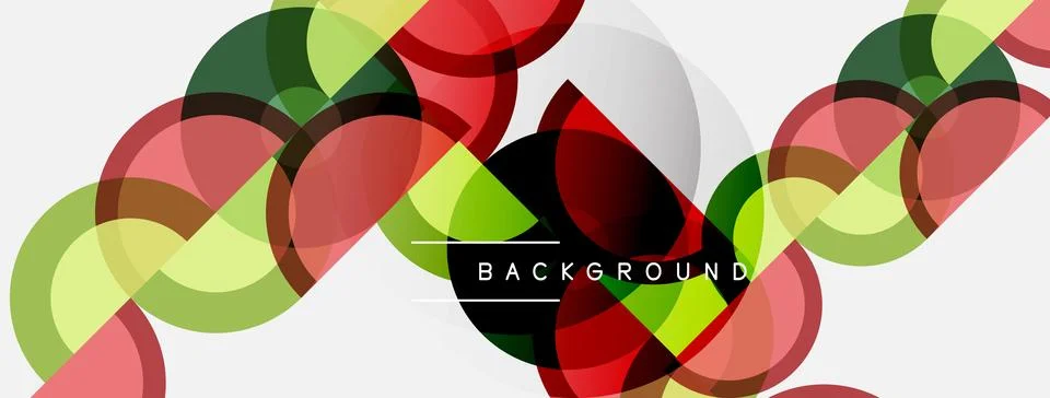 Abstract colorful overlapping circles create dynamic background. Modern desig Stock Illustration
